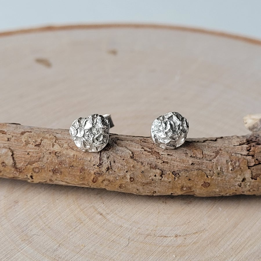Lichen Stud Earrings, Silver Nature Inspired Jewellery