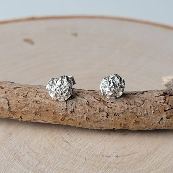 Lichen Stud Earrings, Silver Nature Inspired Jewellery