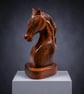 Hand Carved Wooden Horse Head Sculpture - Rustic Handmade Horse Ornament - Image 1