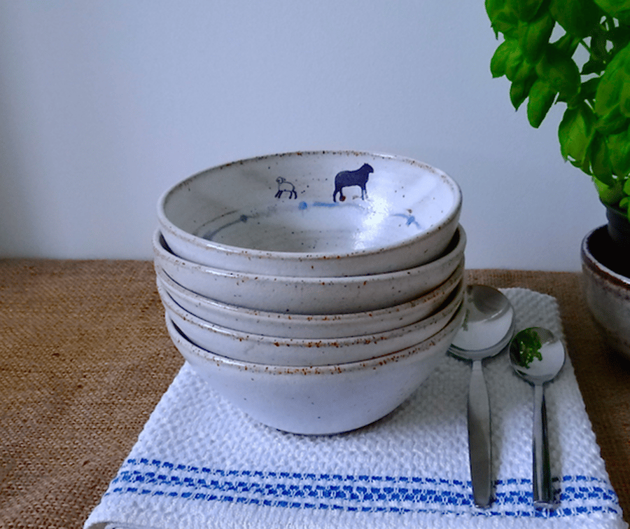 Rustic ceramic bowl for breakfast lunch dinner - handmade stoneware pottery