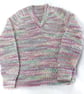 Hand knitted baby girls mauve green jumper 1 - 2 years 22 inch chest - knitted  - Image 1