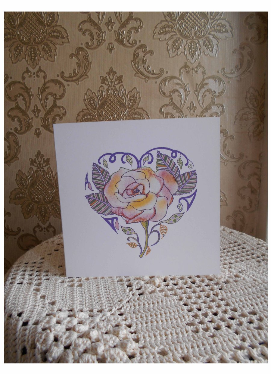 Rose Heart Greetings Card