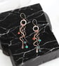 Squiggly Copper Crystal Earrings, Dangle, Vibrant - Gift Boxed