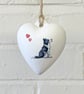 Border Collie Ceramic Heart Bauble