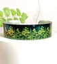 Green trees cuff bracelet, metal bangle with woodland, forest. (782) - Image 1
