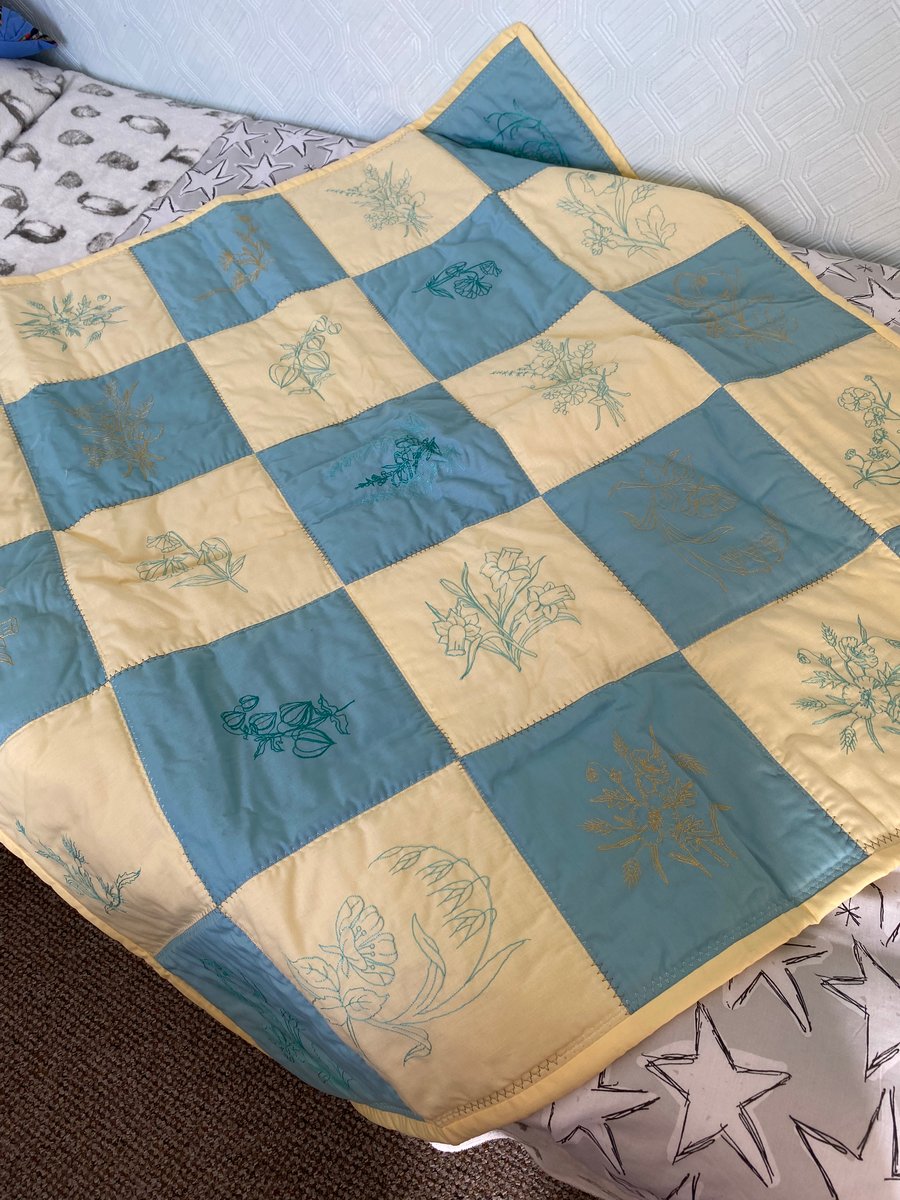 Decorative Quilt with Wild Flowers, Grasses, Bulbs. Interesting for a Botanist. 