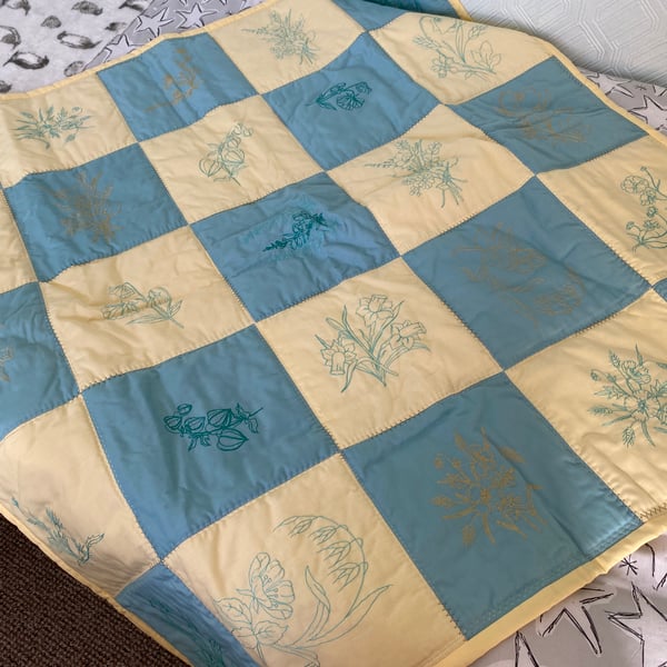Decorative Quilt with Wild Flowers, Grasses, Bulbs. Interesting for a Botanist. 