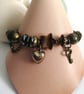 Steampunk beaded charm bracelet, pyrite mookite & Tigers eye - Image 4