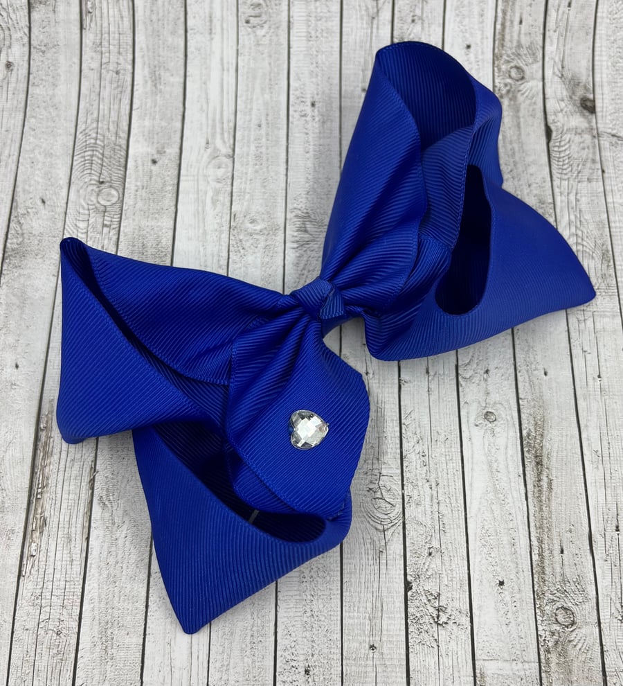 Cobalt Blue 8 inch BoBo Bow on Clip