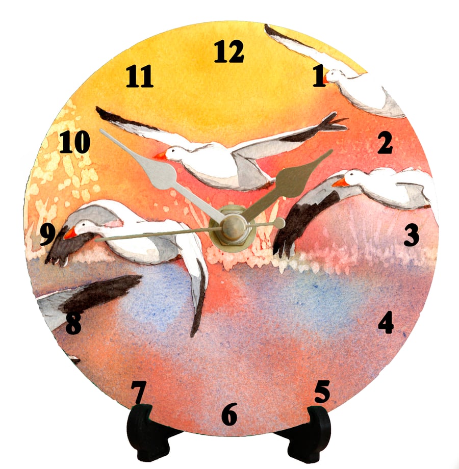 12cm DIY clock kit Flock of Geese illustration - Wall or desk clock
