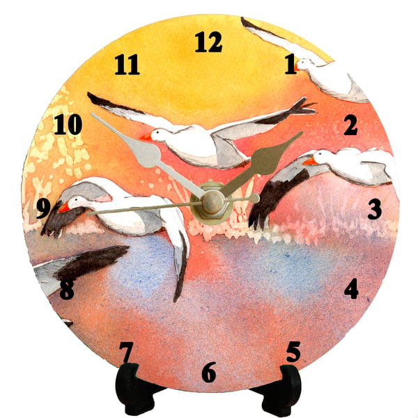 12cm DIY clock kit Flock of Geese illustration - Wall or desk clock