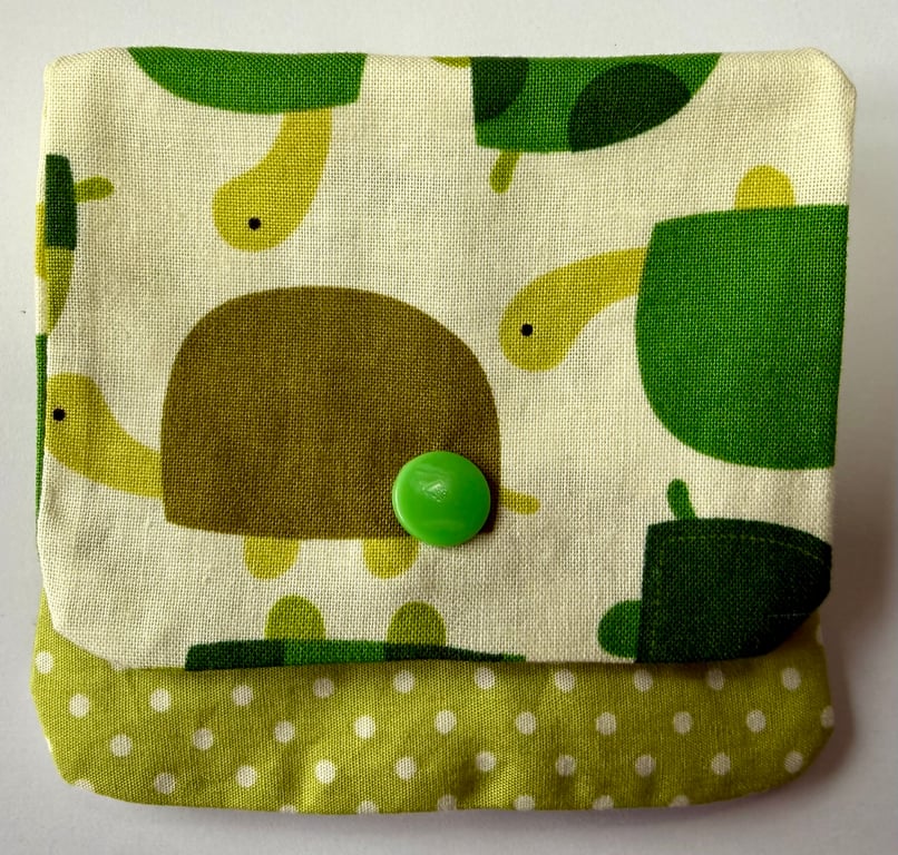 Turtle fabric fold-over coin purse