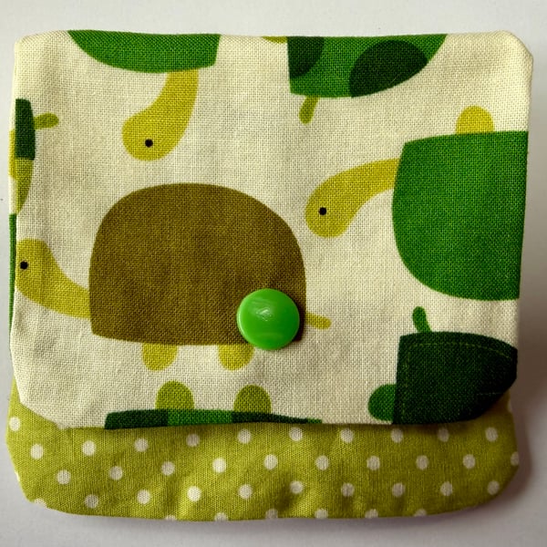 Turtle fabric fold-over coin purse