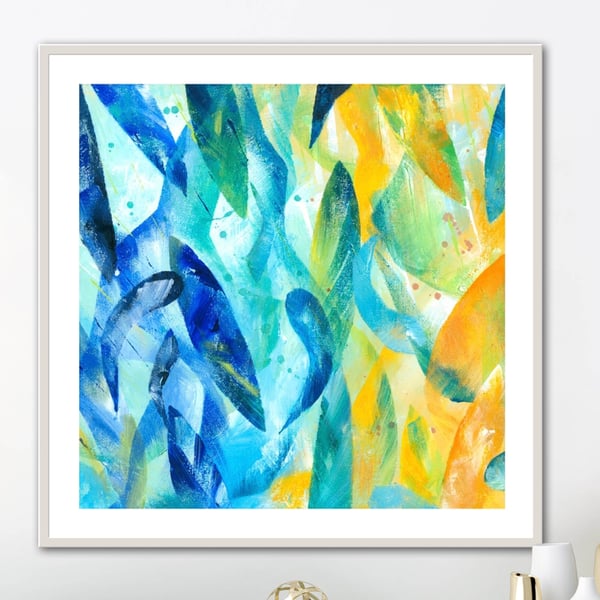Synergy Vibrant Abstract Square Art Print in Various Sizes