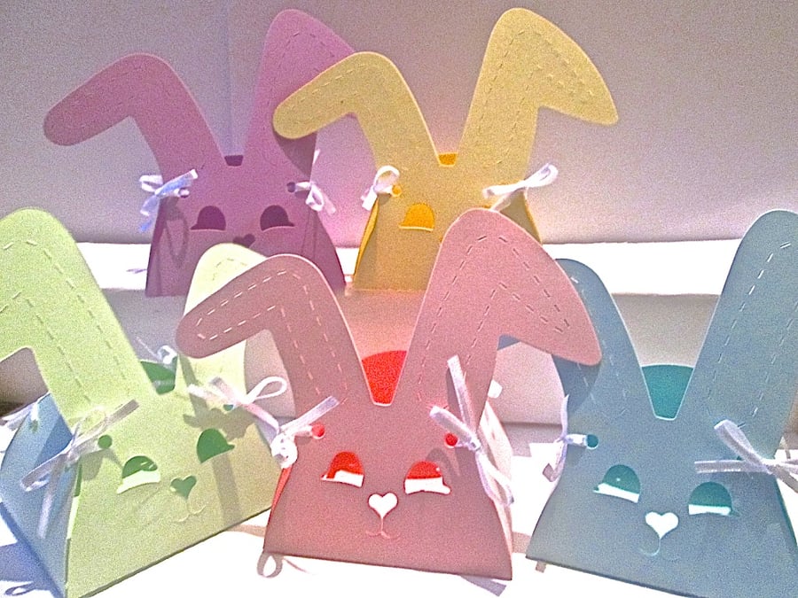 5 Pastel Easter BUNNY BOXES Favour Boxes