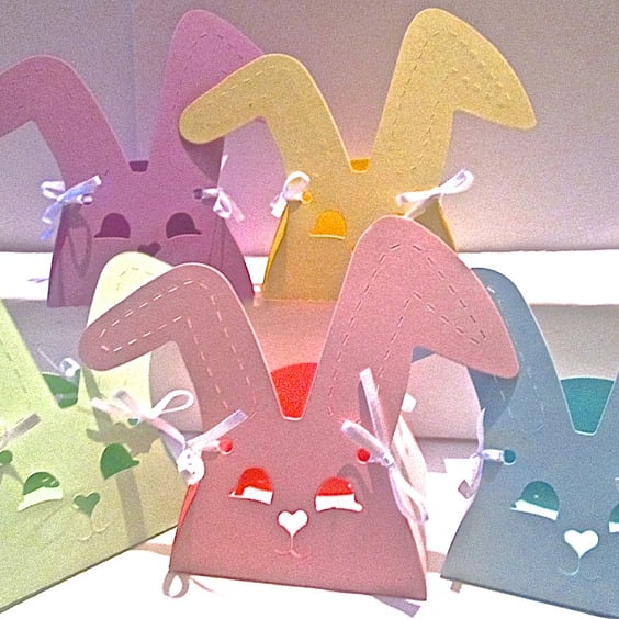 5 Pastel Easter BUNNY BOXES Favour Boxes