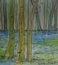 , BLUEBELL WOODLAND, Original watercolour and fine liner painting 