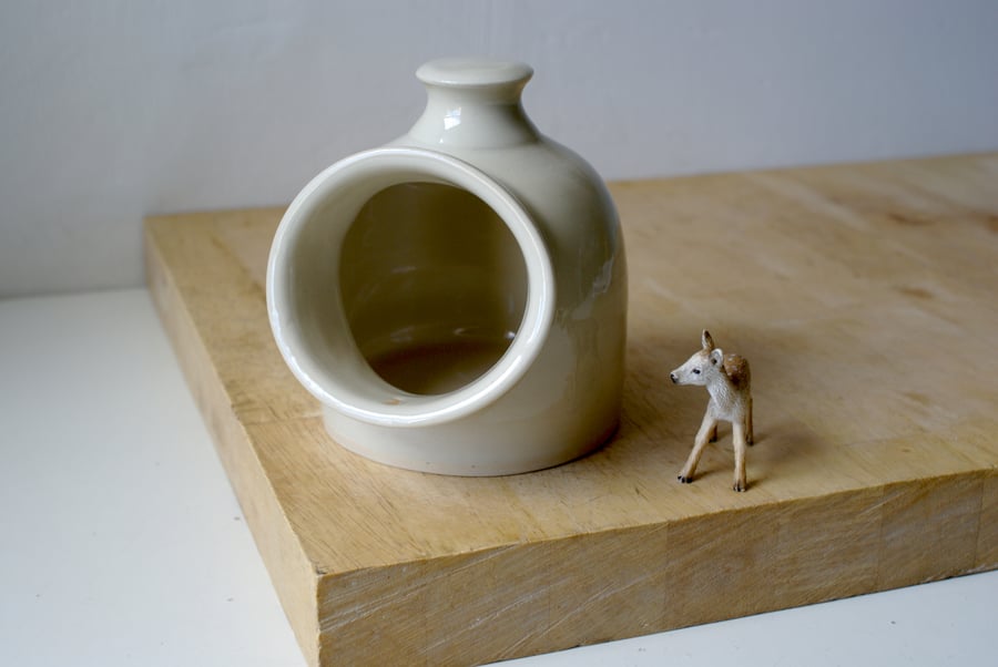 SALE - Stoneware pottery salt pig glazed in transparent 