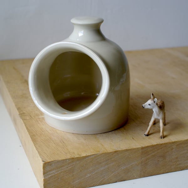 SALE - Stoneware pottery salt pig glazed in transparent 