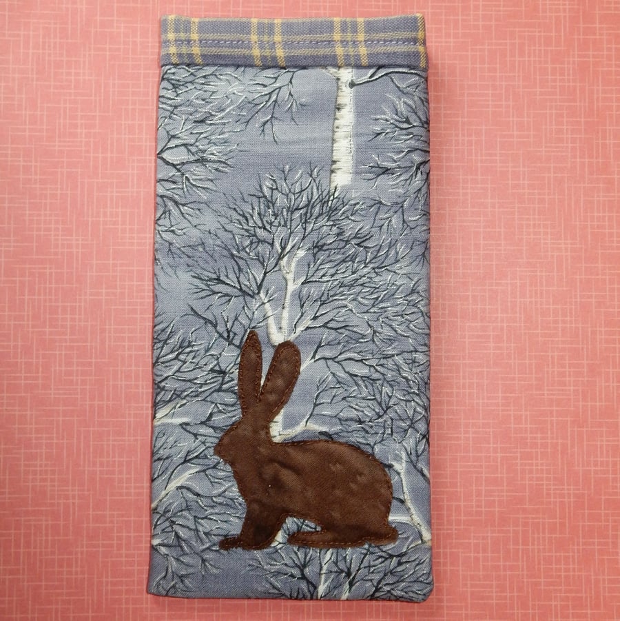 Glasses case - hares among the trees