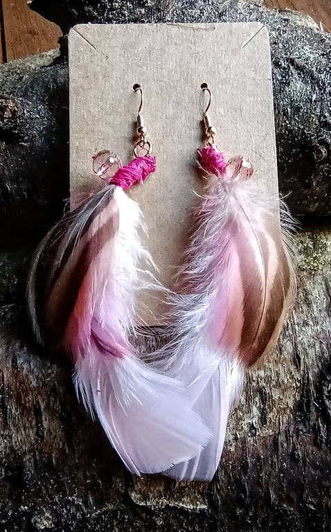 "Valentine" - Unique feather hook earrings (pair)