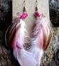 "Valentine" - Unique feather hook earrings (pair)