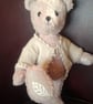 Collectable 14 inch teddy bear 'Mallow' cotton fleece with linen paws - Image 8