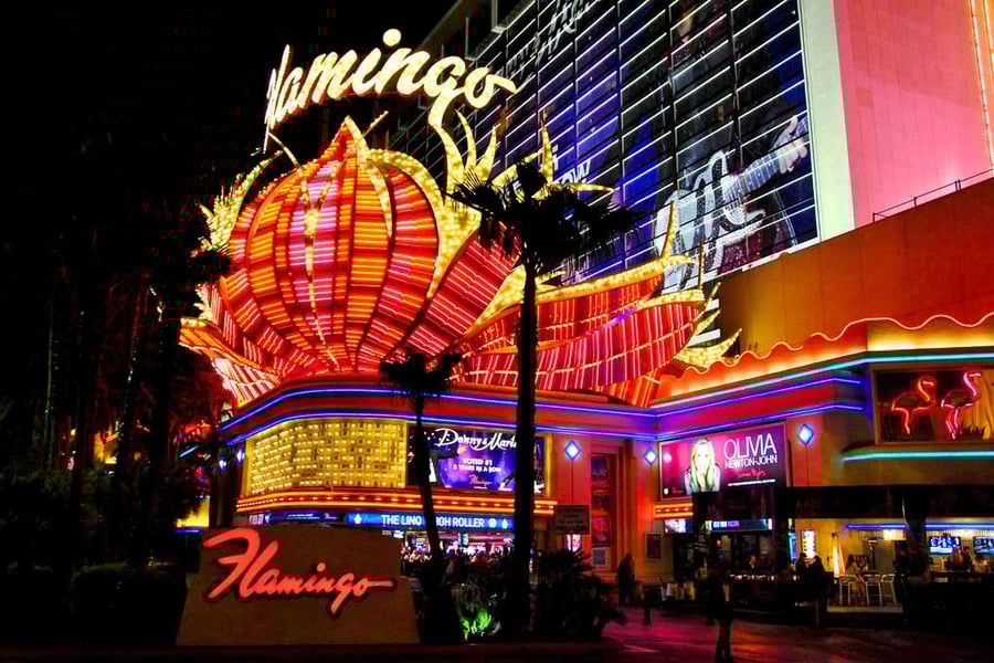 Flamingo Las Vegas Hotel Neon Lights America Photograph Print