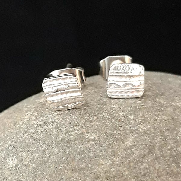 Small Square Silver Earrings