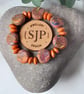 Handmade orange mix polymer clay disc bead bracelet - Image 3