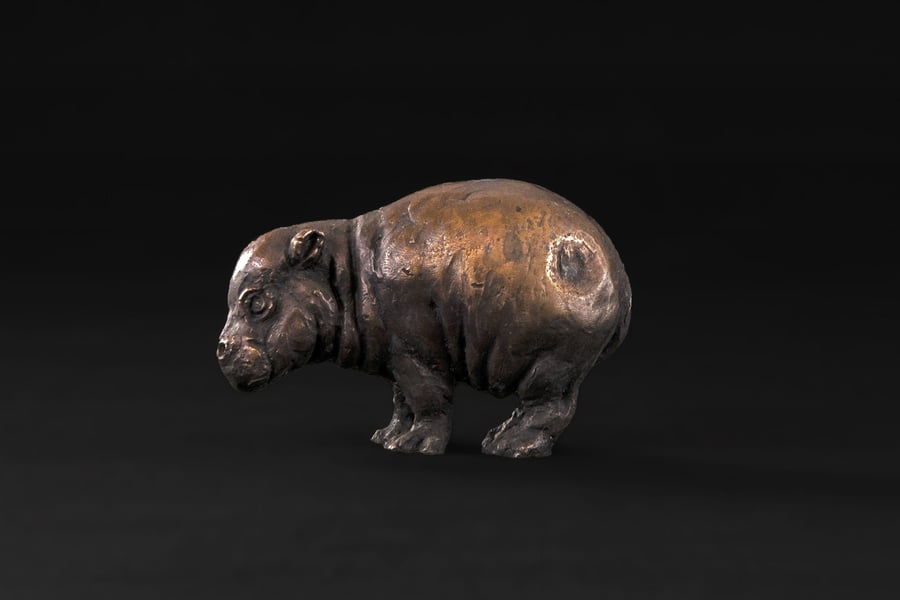 Foundry Bronze Baby Hippo Animal Statue Small Bronze Metal Sculpture Gift