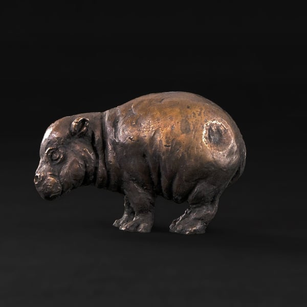 Foundry Bronze Baby Hippo Animal Statue Small Bronze Metal Sculpture Gift