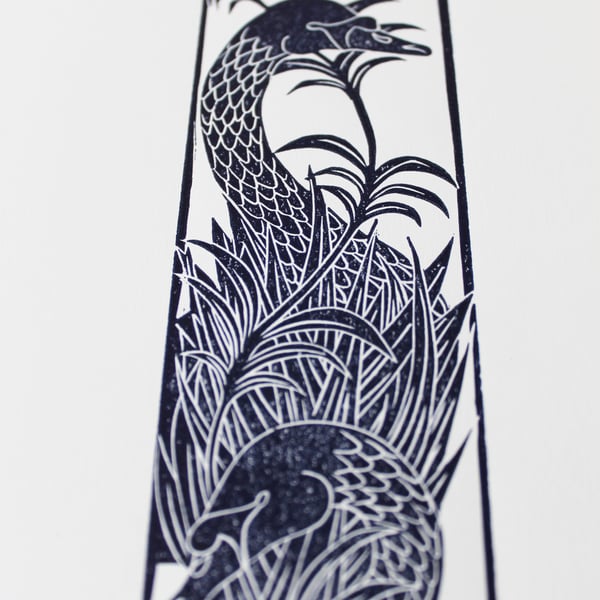 Two Swans limited edition lino print