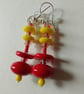 Red and Yellow Drop Earrings 