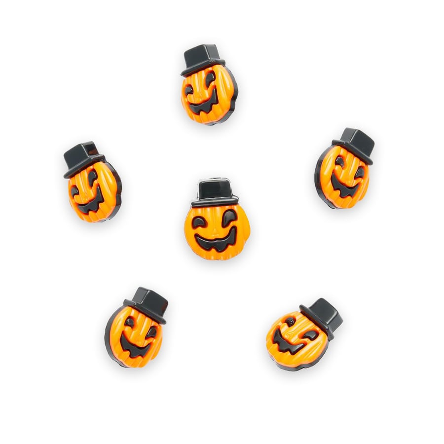 Orange pumpkin scarecrow buttons 18mm