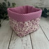 Fabric Storage Basket: Dusky Pink Polka Dots & Florals