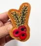 Harvest autumn poppy and wheat brooch pin or badge. - Image 2