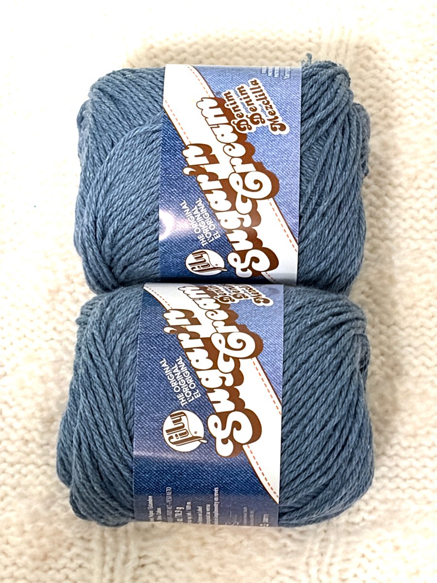 2 balls x 70.9g Lily Sugar 'n Cream The Original Yarn - Blue Jeans 100%Cotton