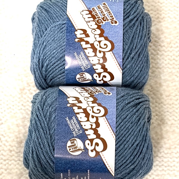 2 balls x 70.9g Lily Sugar 'n Cream The Original Yarn - Blue Jeans 100%Cotton