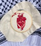 Bleeding heart - structurally accurate hand embroidery with hanging beads 