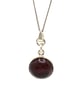 Cherry baltic amber gemstone set in a sterling silver mount pendant with chain