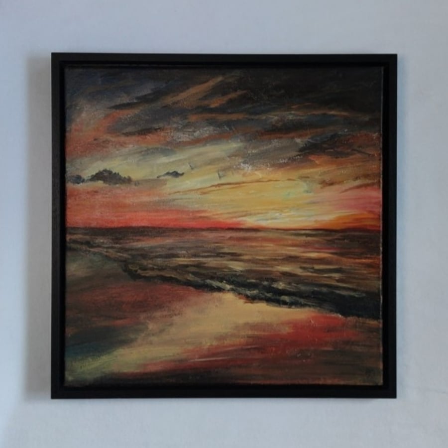 Bronze Beach, Empty beach in later summer original painting