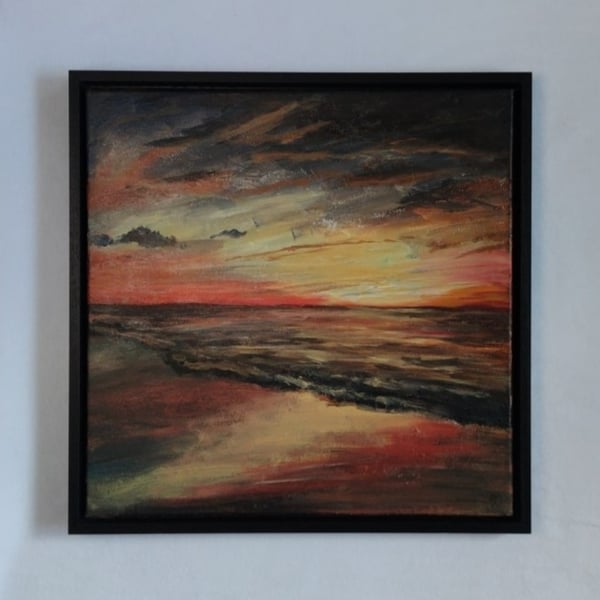 Bronze Beach, Empty beach in later summer original painting