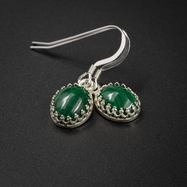 Malachite and silver gemstone earrings , Scorpio , Capricorn jewellery