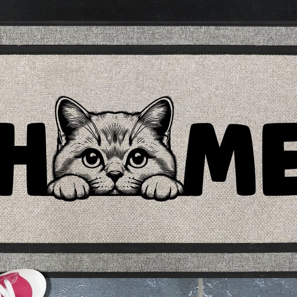 British Shorthair Cat Home Door Mat No.4 - Welcome Mat - All Weather - 45x70cm 