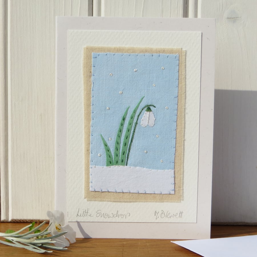 Hand-stitched miniature made from hand-dyed recycled cottons, a card to keep!