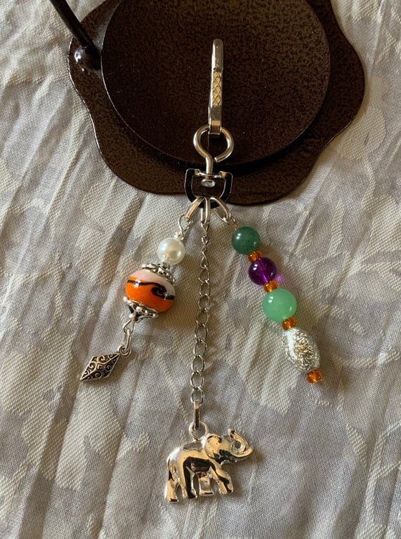 Bohemian Elephant Bag Charm.