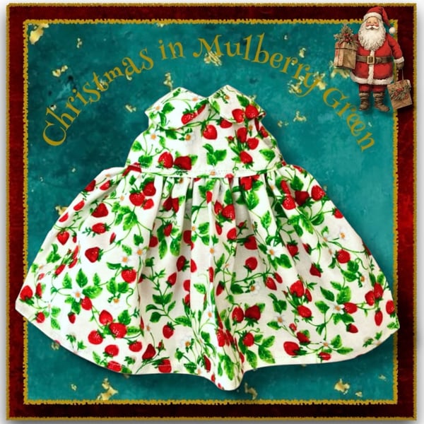 Strawberry Print Dress to fit the Mulberry Green Dolls