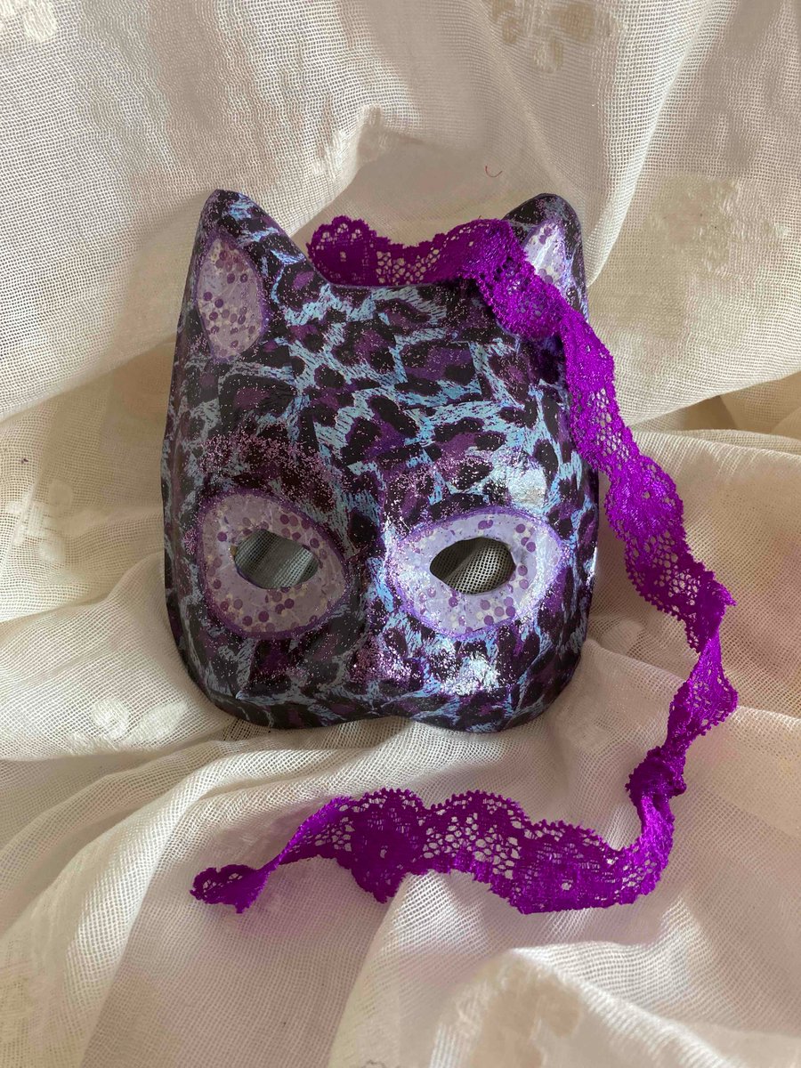 cat mask in purple cuteness
