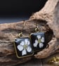 Hypoallergenic Real Hawthorn Flower Resin Earrings, Titanium Ear Hooks - Image 5